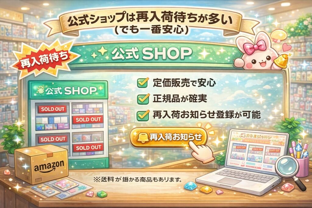 公式ショップは再入荷待ちが多い