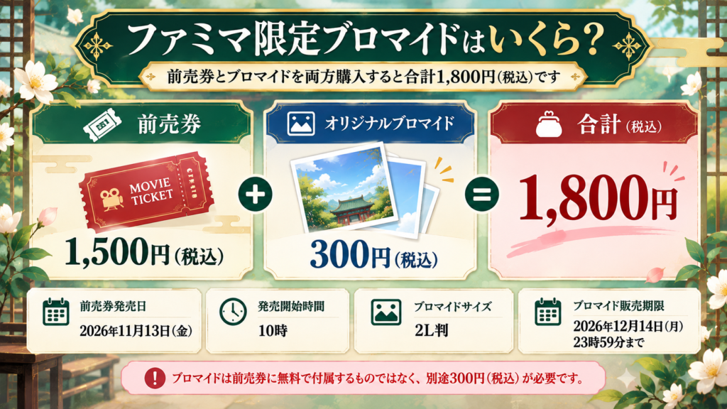 映画前売券とブロマイド料金案内