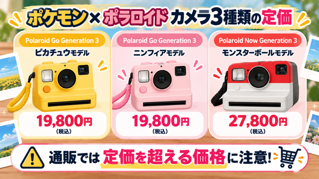ポラロイドカメラ3種の定価比較
